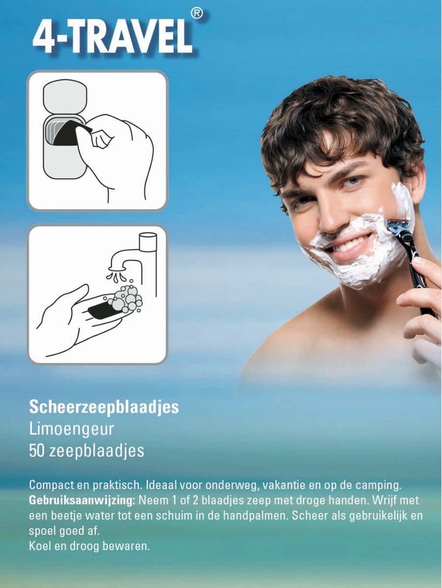 4-Travel Zeepblaadjes Scheerschuim Hygiëne - Reisartikelen-nl