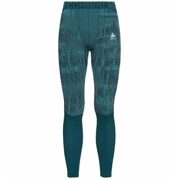 Odlo Thermobroek Men Lang Blackcomb - Green Print  Small Thermokleding - Reisartikelen-nl