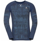 Odlo Thermoshirt Men Crew Neck Blackcomb - Blue Print Large Thermokleding - Reisartikelen-nl