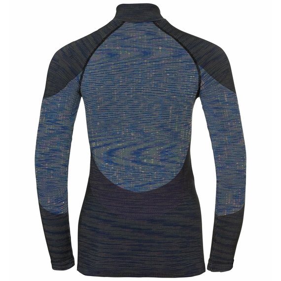 Odlo Thermoshirt Wms Turtle Neck Half Zip Blackcomb - Blue Tattoo - Space Dye Large Thermokleding - Reisartikelen-nl