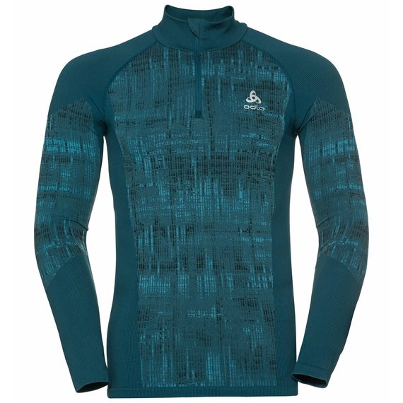 Odlo Thermoshirt Men Turtle Neck  Half Zip Blackcomb - Submerged Extra Large Thermokleding - Reisartikelen-nl