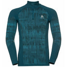 Odlo Thermoshirt Men Turtle Neck  Half Zip Blackcomb - Submerged Small Thermokleding - Reisartikelen-nl