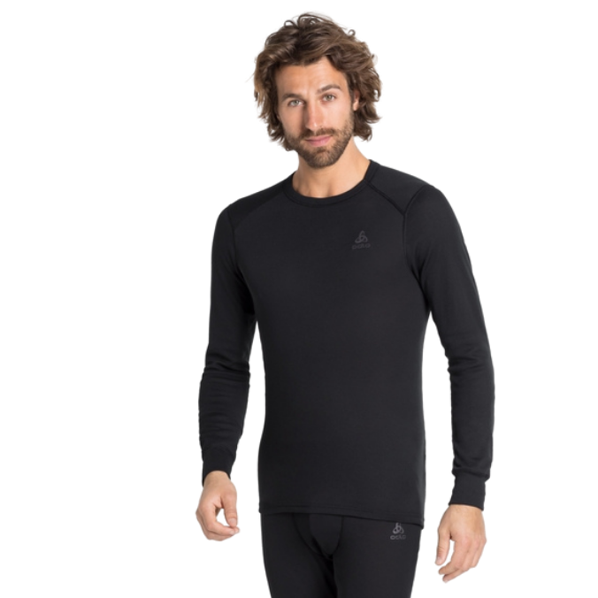 Odlo Thermoshirt Men Crew Neck  Performance Warm Eco - Black & Grey      Extra Large Thermokleding - Reisartikelen-nl