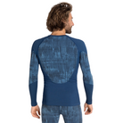 Odlo Thermoshirt Men Crew Neck Blackcomb - Blue Print Large Thermokleding - Reisartikelen-nl