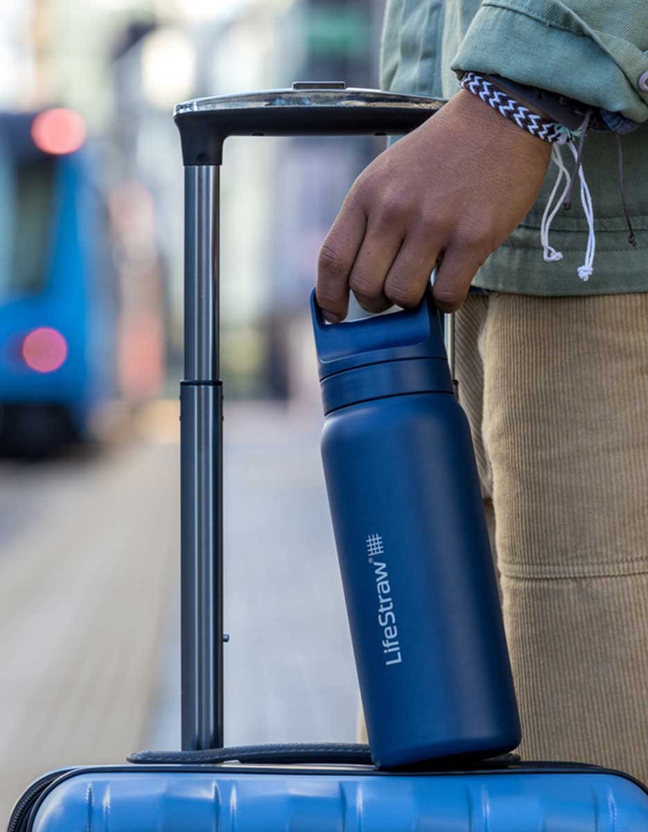 LifeStraw Go 2.0 Stainless Steel Water Filter Bottle - 700 ml - Aegean Sea Blue Waterfles - Reisartikelen-nl