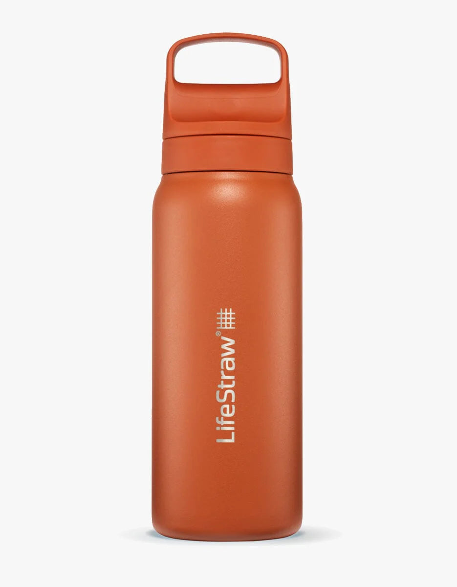 LifeStraw Go 2.0 Stainless Steel Water Filter Bottle - 700 ml - Kyoto Orange Waterfles - Reisartikelen-nl